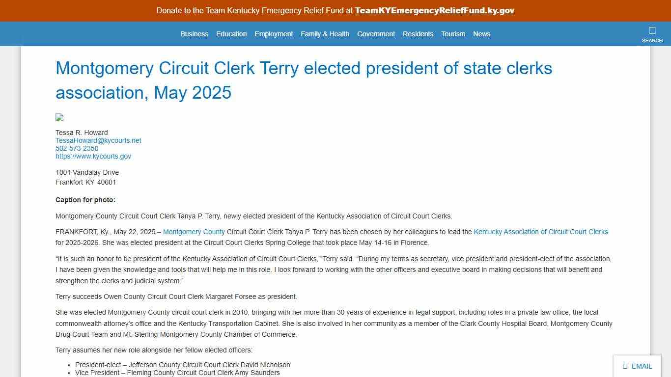 Montgomery Circuit Clerk Terry elected president of state ...