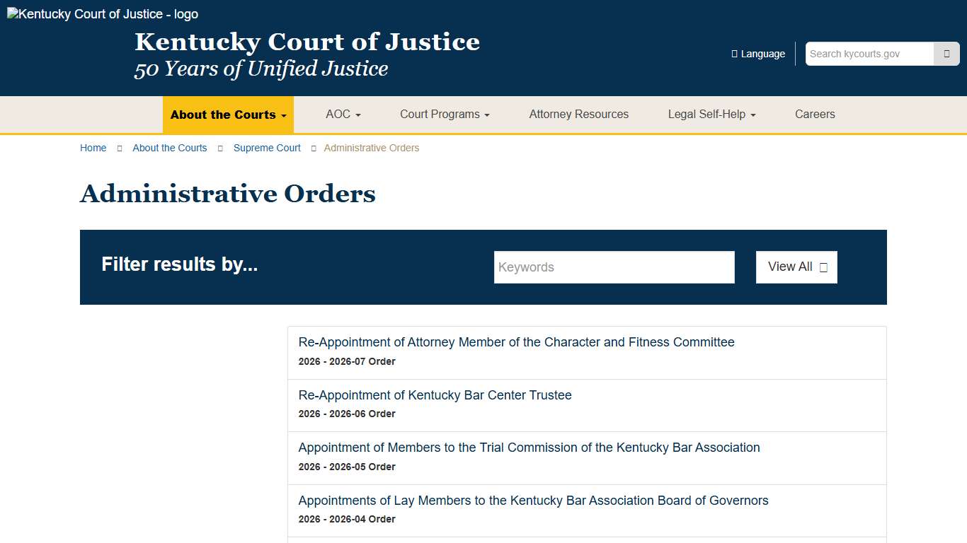Administrative Orders - Kentucky Court of Justice