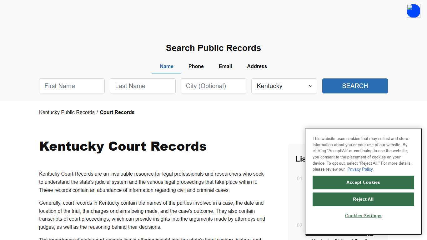 Kentucky Court Records and Case Search